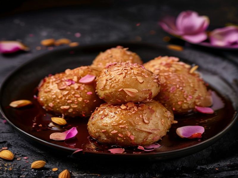 Gulab Galaxy - rose syrup soaked loukoumades