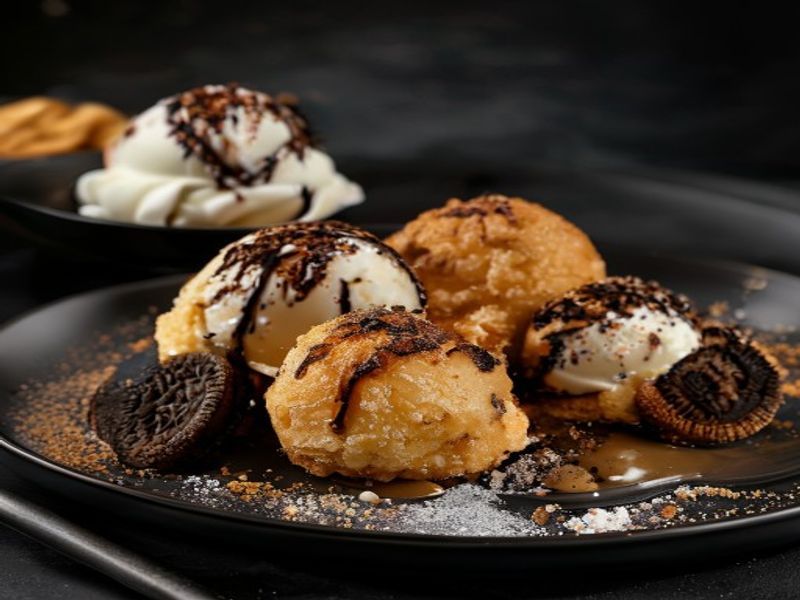 Olympus Orbit - hot loukoumades with cookies cream ice cream