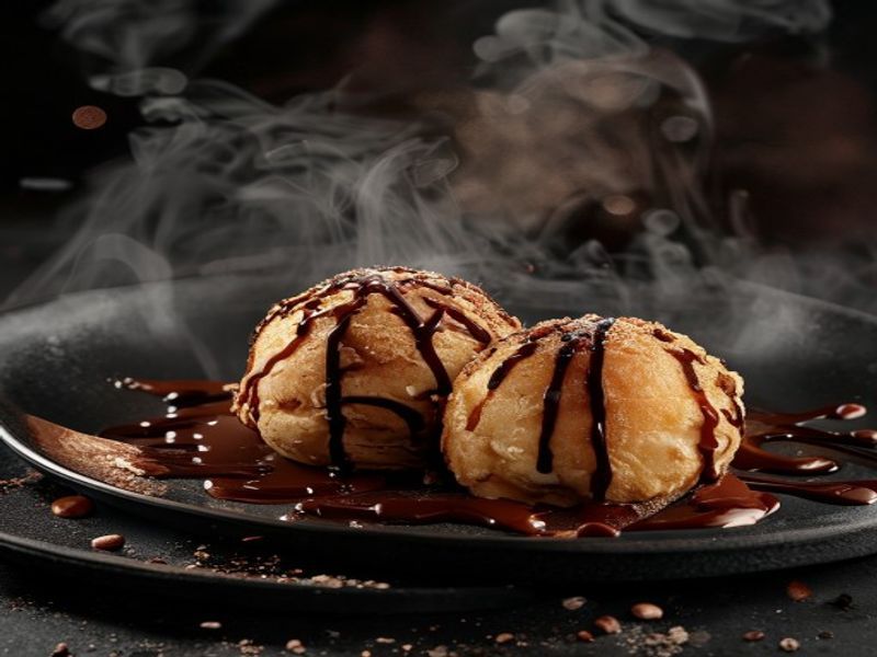 Olympus Velvet - hot loukoumades with chocolate ice cream